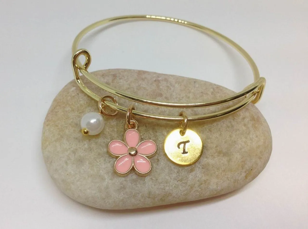 Flower Girl Best Friend Daisy Charm Bangle Bracelet