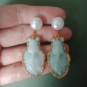 Jade goldfish earrings