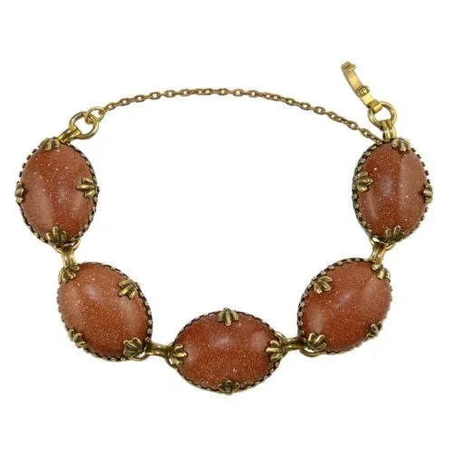 Jan Michaels  5 Oval Stone Shimmery Copper Colored Bracelet