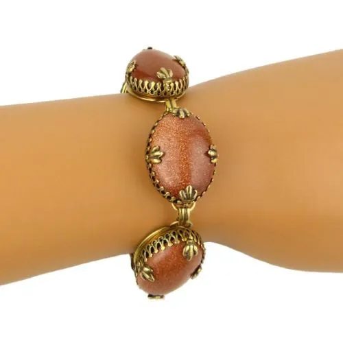 Jan Michaels  5 Oval Stone Shimmery Copper Colored Bracelet