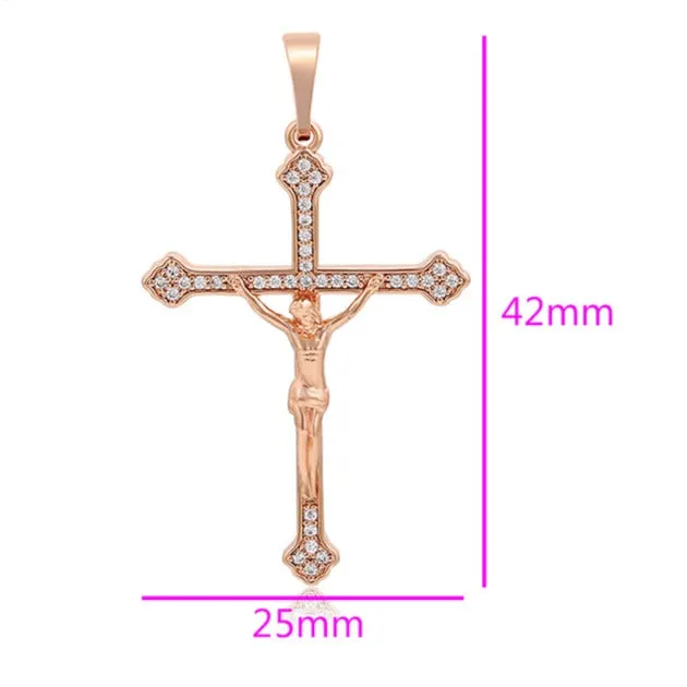 Jesus Crucifix Cross Pendant in Rose Gold