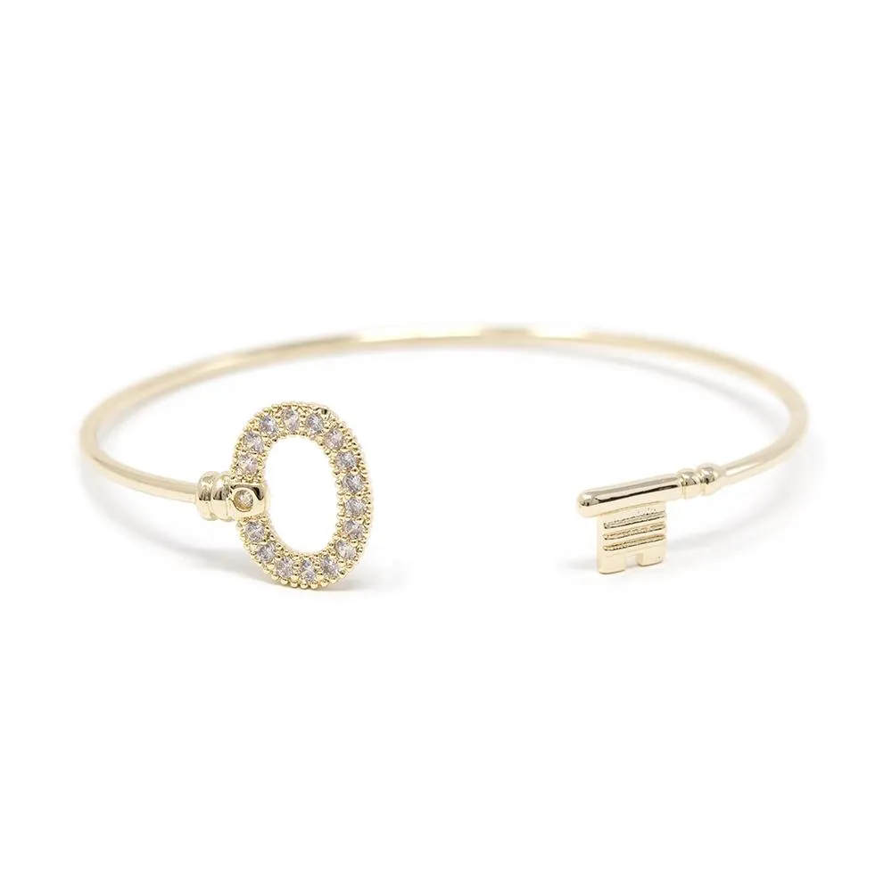 Key Pave Bangle Gold Tone