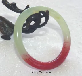 Kiss of Blood Red Chinese Jade Bangle Bracelet 56mm (Nj-2666))