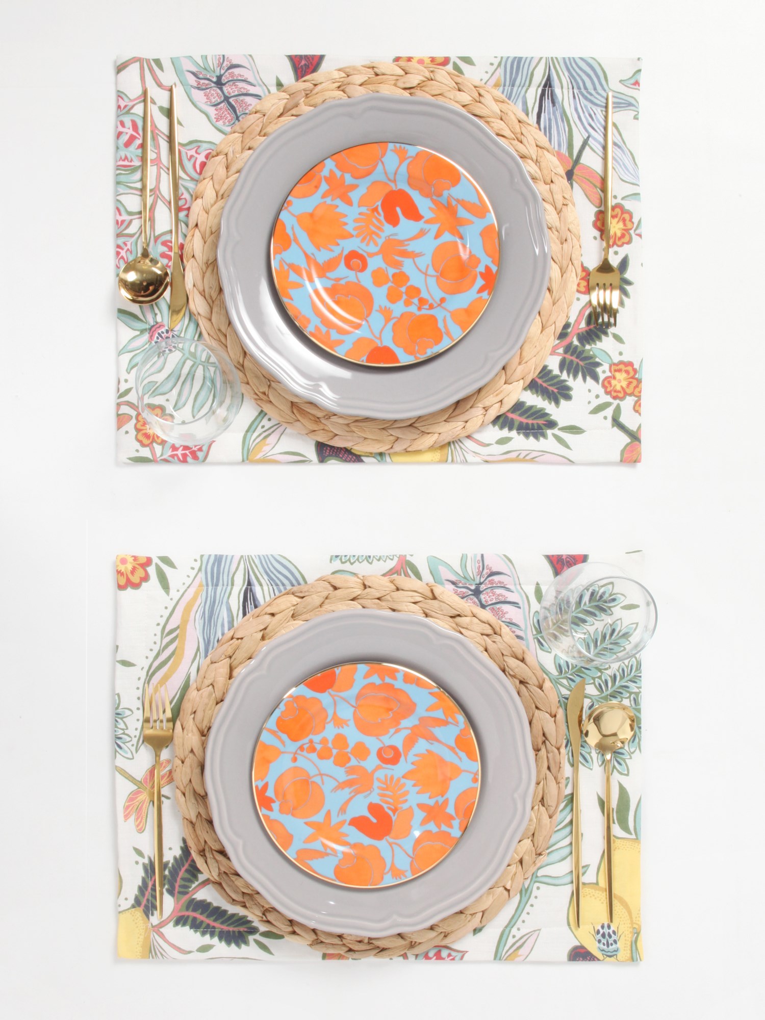 LA DOUBLEJ    SET OF TWO WILDBIRD PRINT PORCELAIN DESSERT PLATE