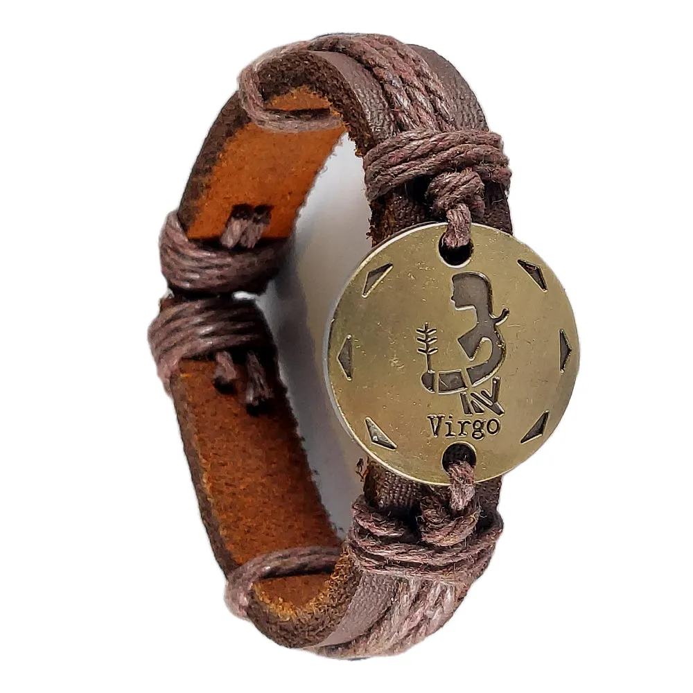 Leather Bracelets with Zodiac Signs