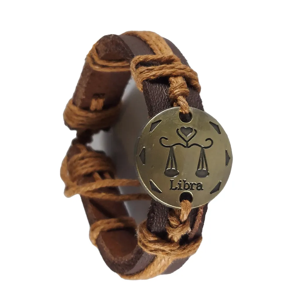 Leather Bracelets with Zodiac Signs