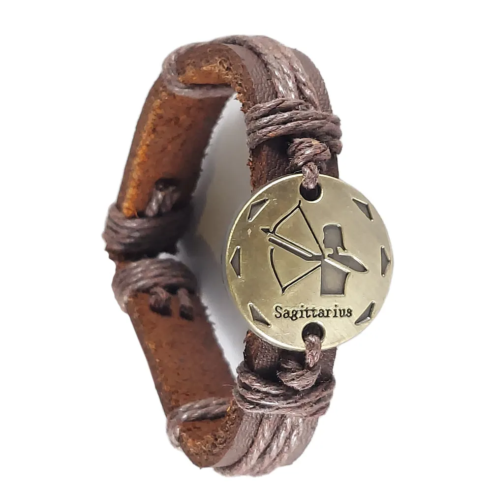 Leather Bracelets with Zodiac Signs