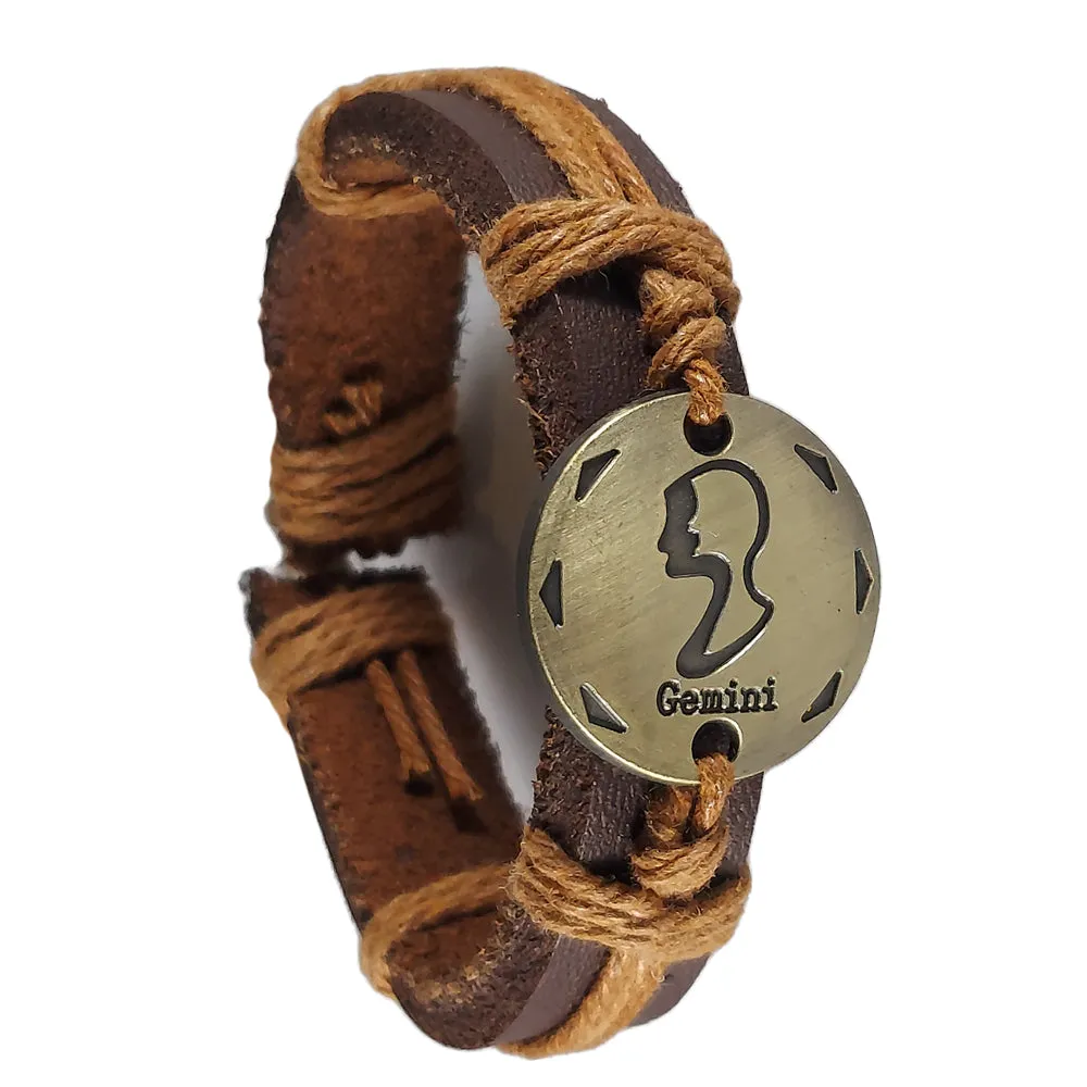 Leather Bracelets with Zodiac Signs