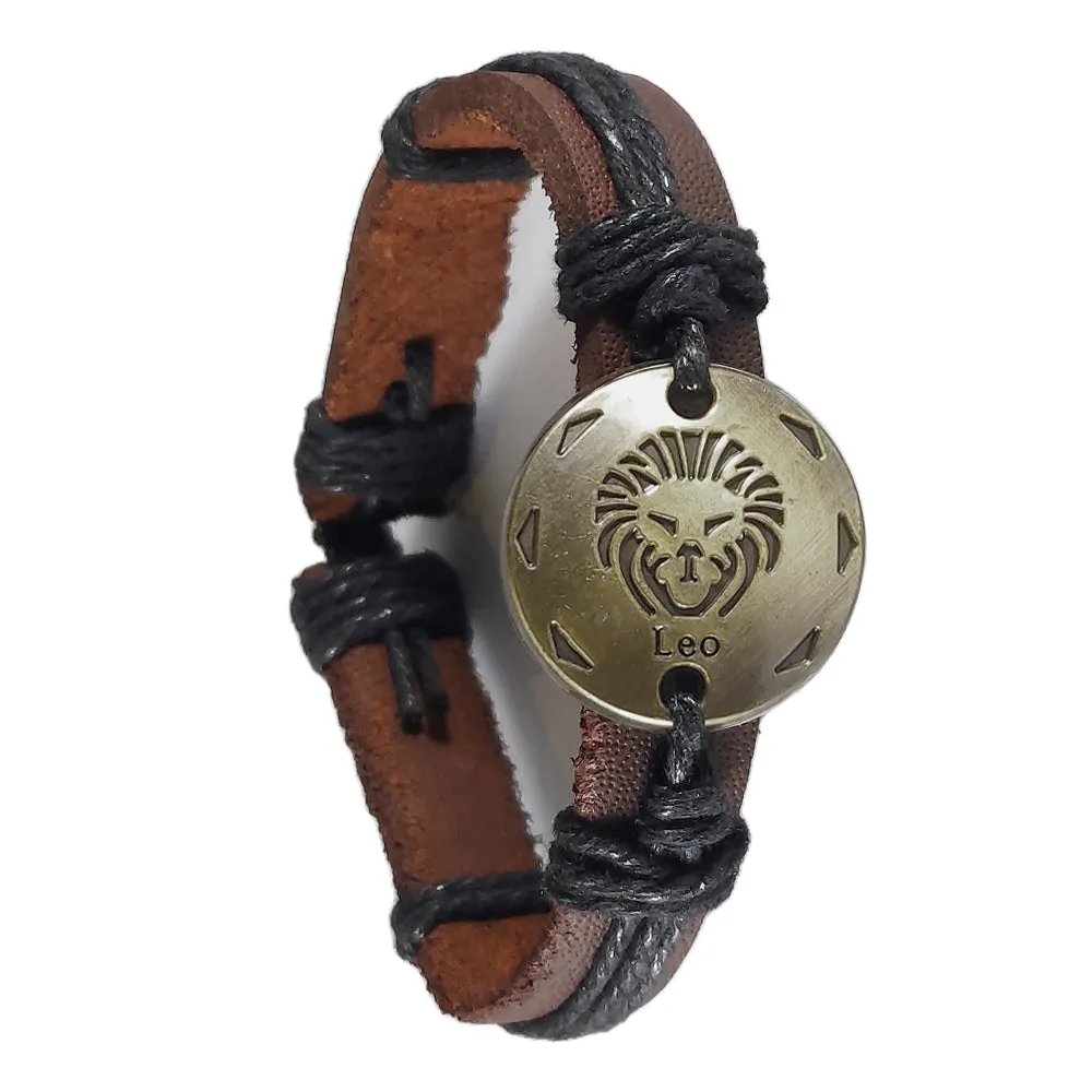 Leather Bracelets with Zodiac Signs