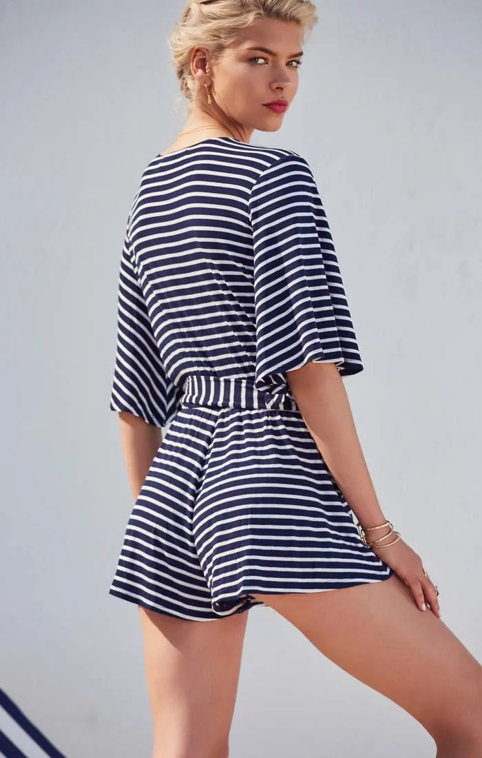 Lovers + Friends Cruiser Romper Navy Stripe