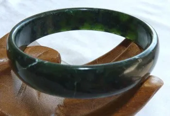 Luminous Deep Deep Green Chinese Jade Bangle Bracelet 60mm (NJL2233)