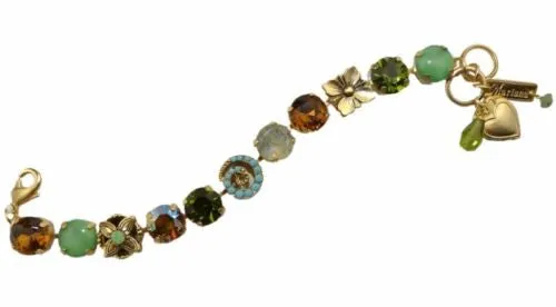 Mariana Handmade Swarovski 4025 Bracelet 1317 Gold Green Blue Topaz