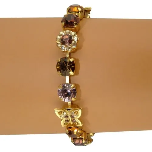 Mariana Handmade Swarovski Gold Bracelet 4063 1018 Butterfly Flower Mocca Topaz