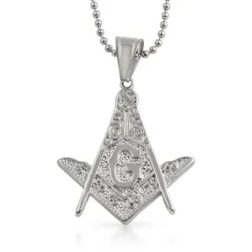 Masonic Detailed Medium Free Mason Pendant Stainless Steel