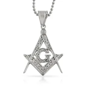 Medium Fancy Masonic Free Mason Pendant Stainless Steel