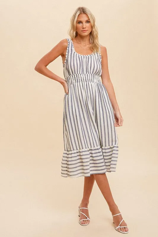 Nala Striped Midi Dress