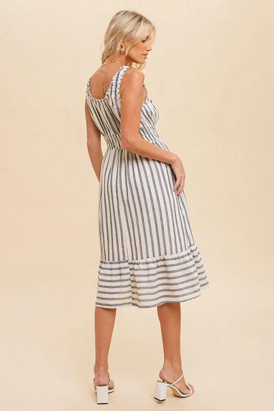 Nala Striped Midi Dress