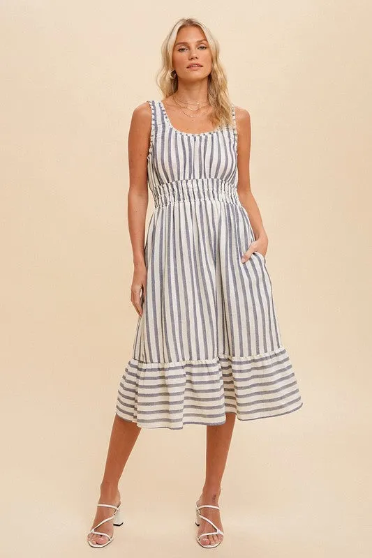 Nala Striped Midi Dress