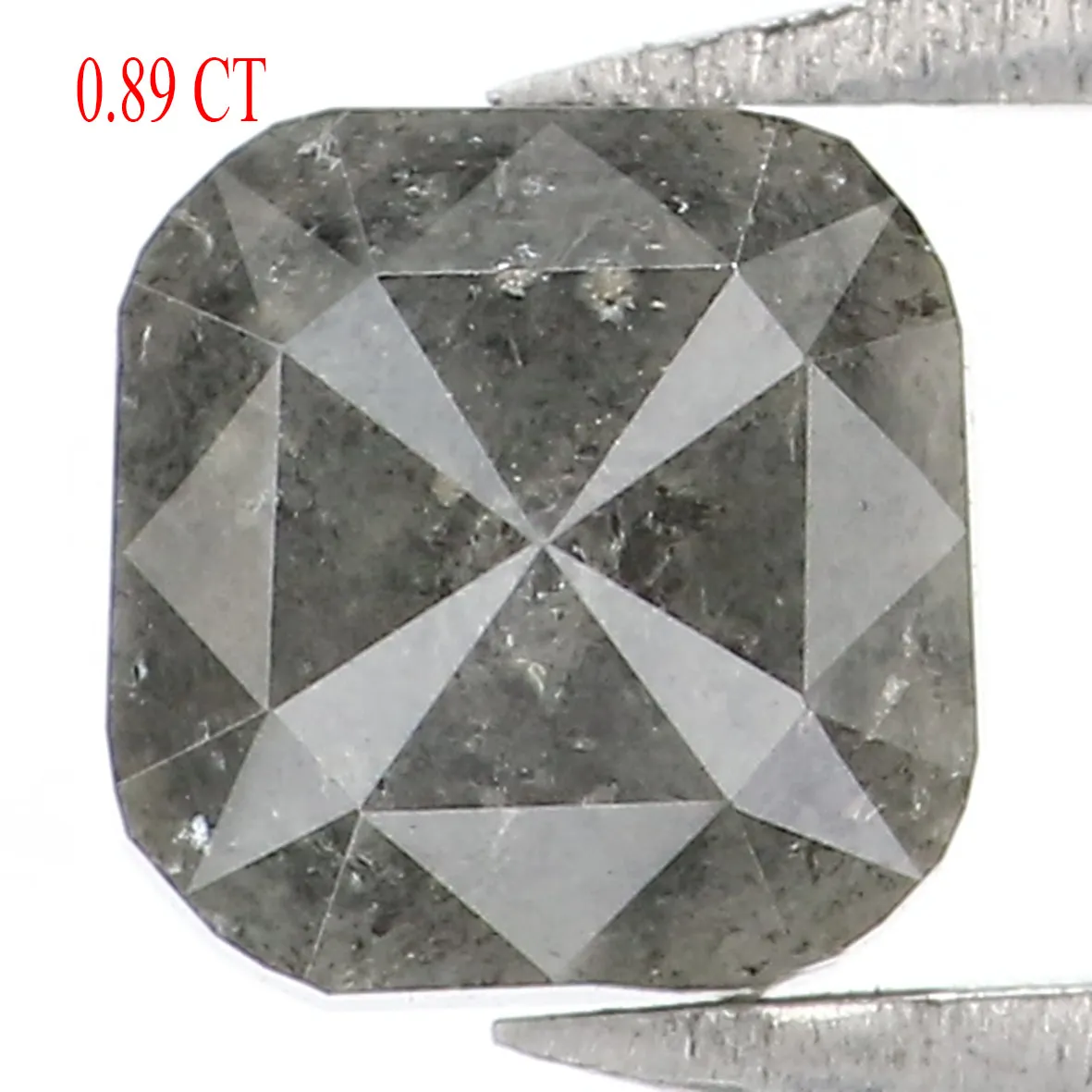 Natural Loose Cushion Salt And Pepper Diamond Black Grey Color 0.89 CT 5.20 MM Cushion Shape Rose Cut Diamond L1341