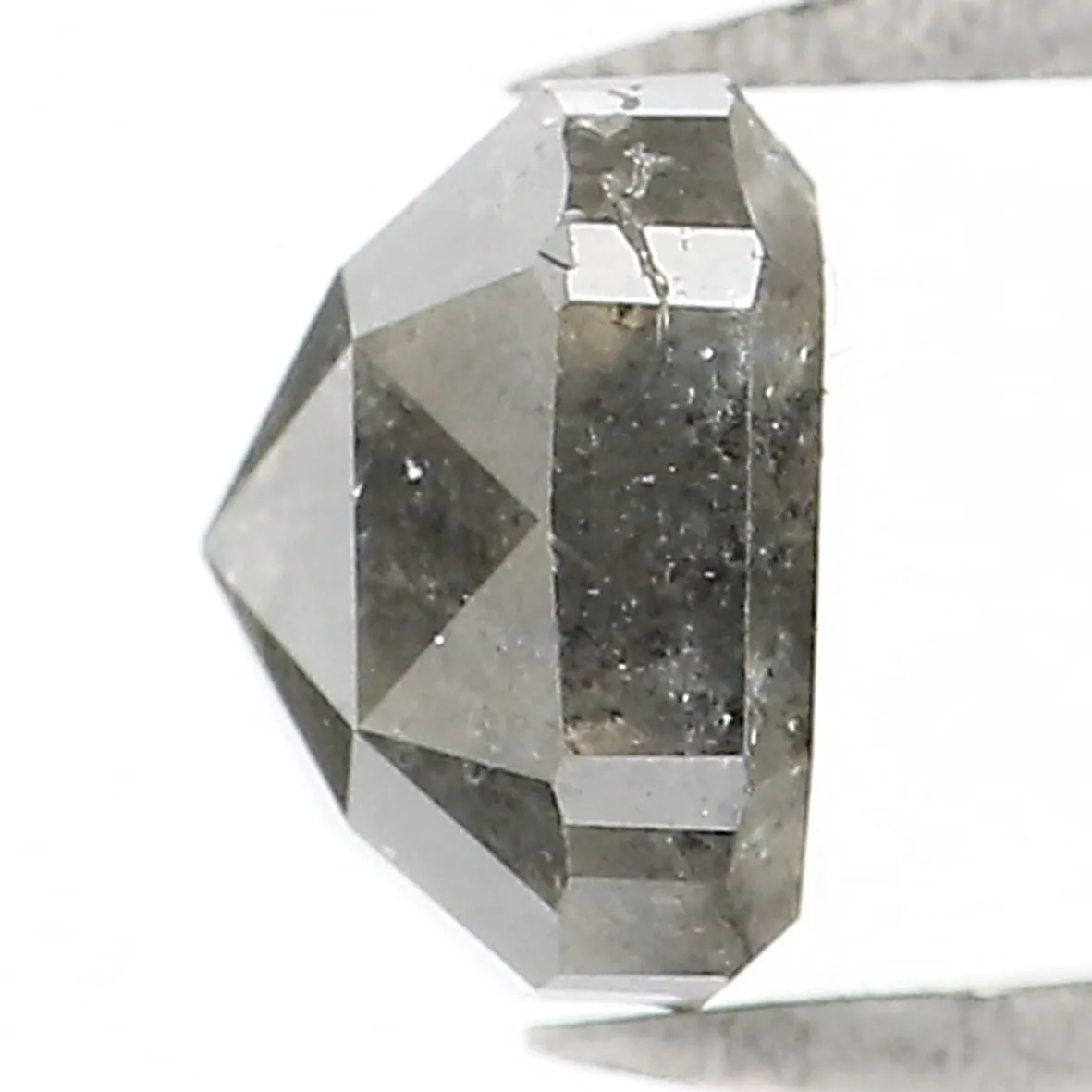 Natural Loose Cushion Salt And Pepper Diamond Black Grey Color 0.89 CT 5.20 MM Cushion Shape Rose Cut Diamond L1341