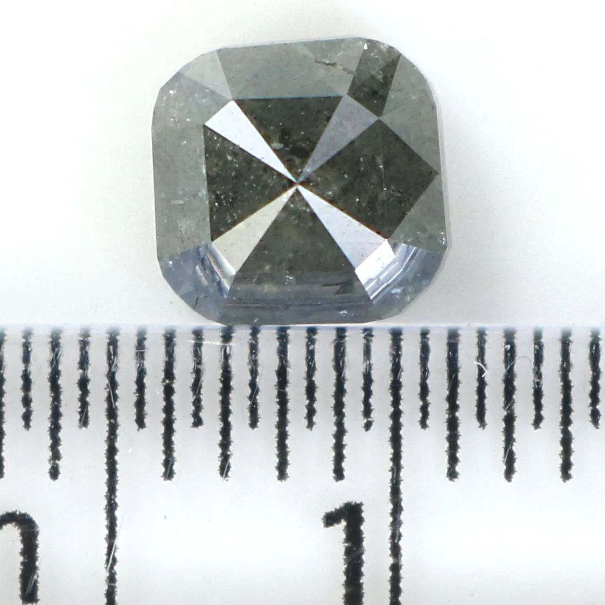 Natural Loose Cushion Salt And Pepper Diamond Black Grey Color 0.89 CT 5.20 MM Cushion Shape Rose Cut Diamond L1341