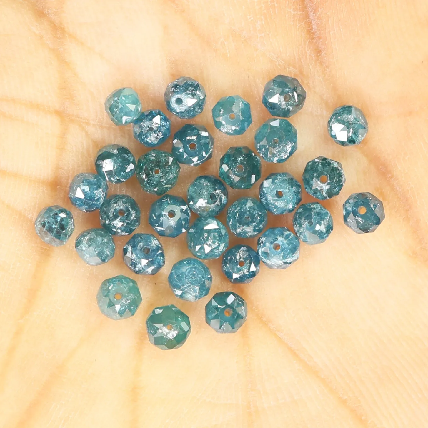 Natural Loose Diamond Bead Round Blue Color 1.50 to 3.50 MM 1.00 Ct Scoop Q49