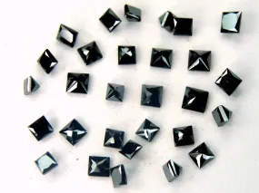 Natural Loose Diamond Jet Black Princess Brilliant Cut All MM Size 5 Pcs Lot Q46