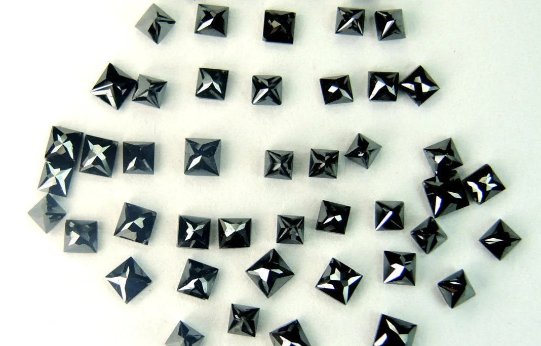 Natural Loose Diamond Jet Black Princess Brilliant Cut All MM Size 5 Pcs Lot Q46