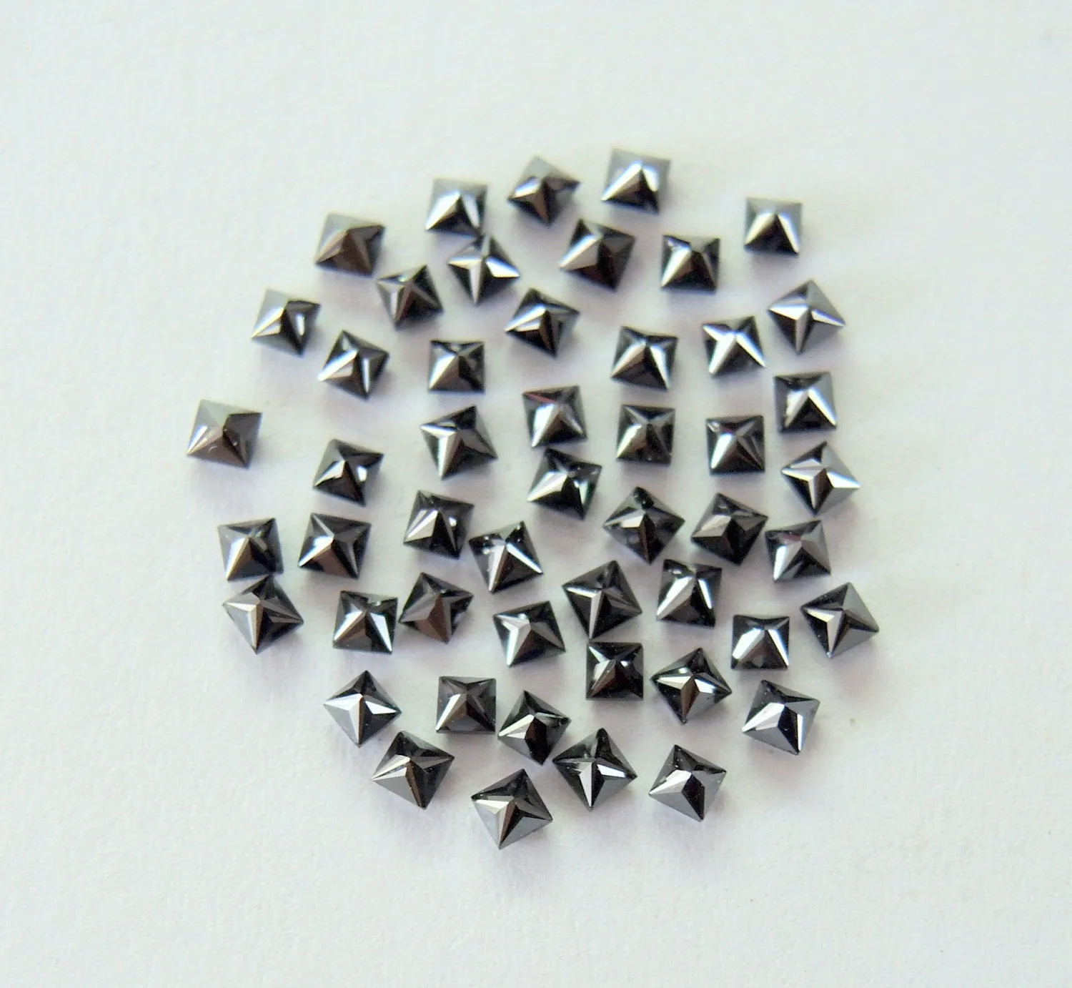 Natural Loose Diamond Jet Black Princess Brilliant Cut All MM Size 5 Pcs Lot Q46