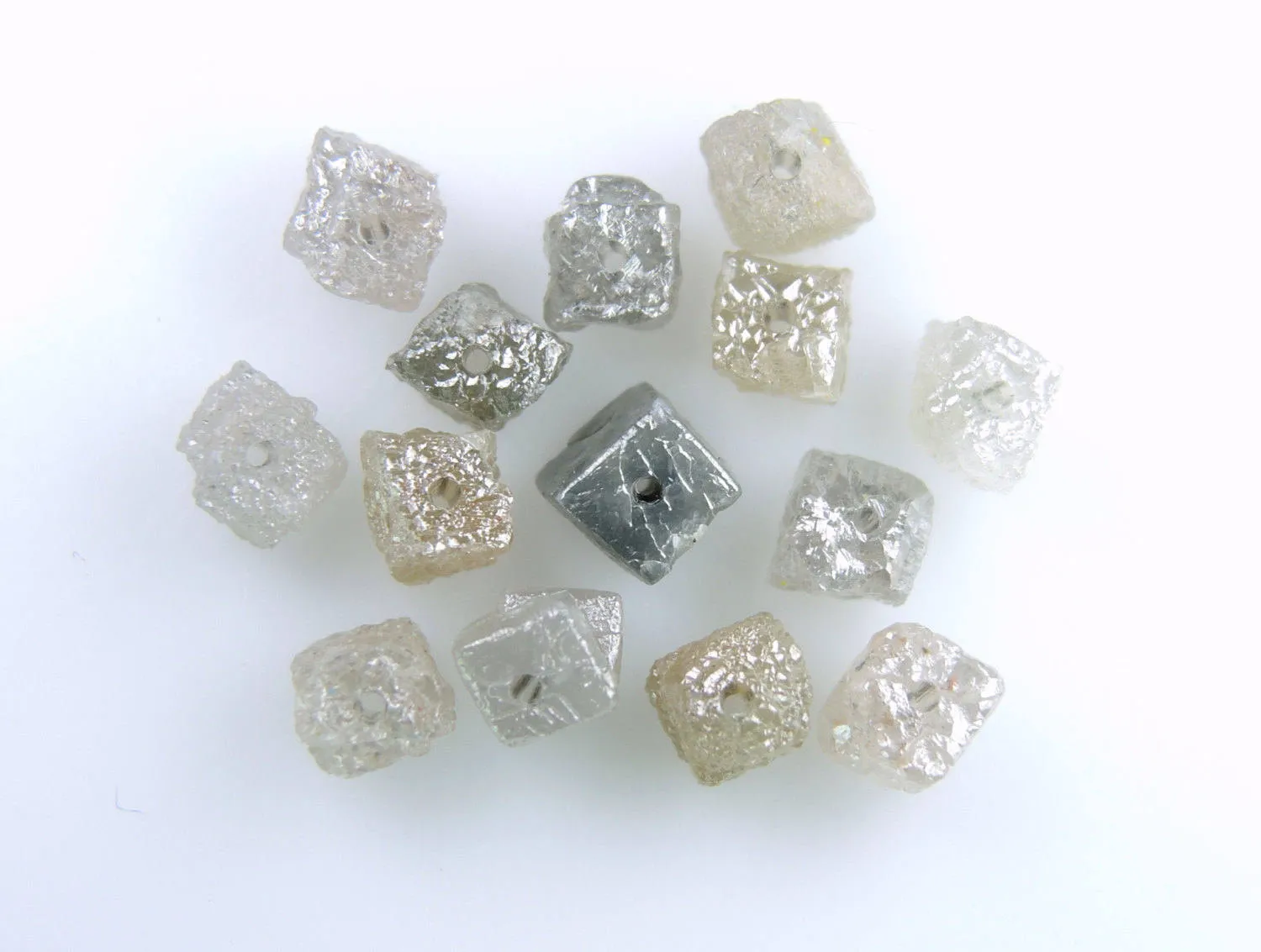 Natural Loose Diamond Rough Cube Mix Grey Color I3 Clarity 5 Pcs Lot 3.10 to 3.50 MM Q138