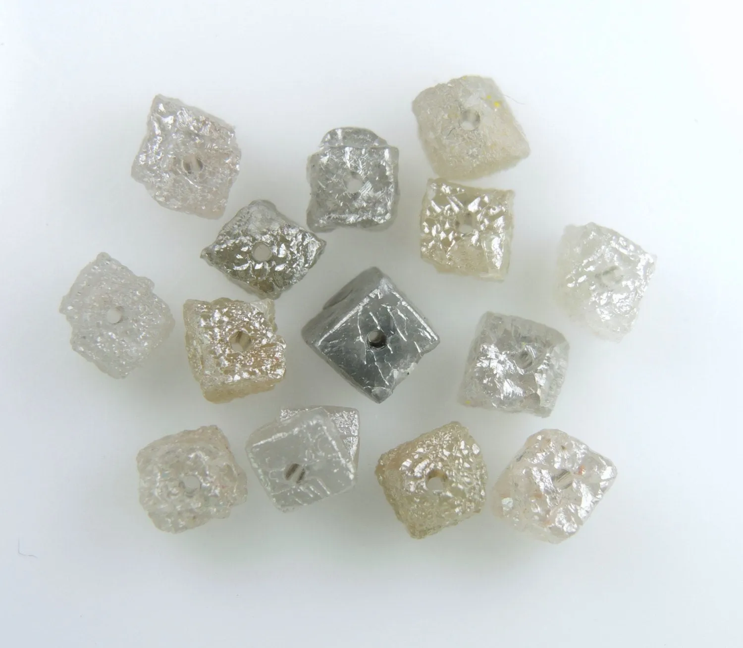 Natural Loose Diamond Rough Cube Mix Grey Color I3 Clarity 5 Pcs Lot 3.10 to 3.50 MM Q138