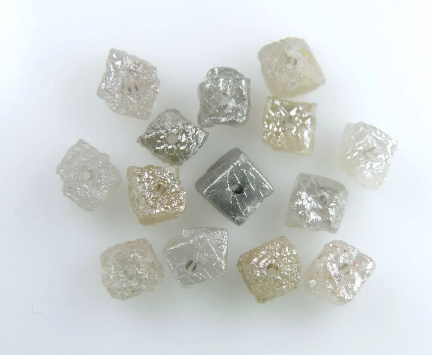 Natural Loose Diamond Rough Cube Mix Grey Color I3 Clarity 5 Pcs Lot 3.10 to 3.50 MM Q138