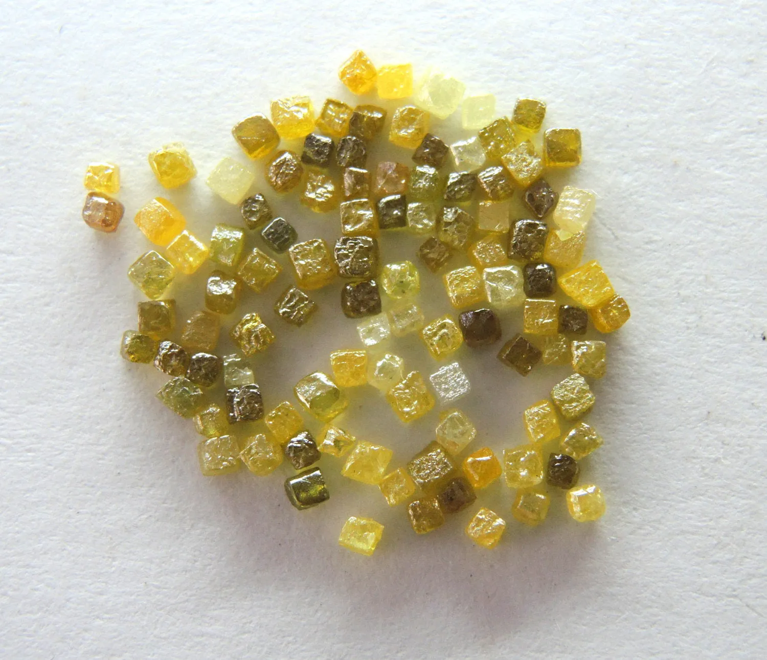 Natural Loose Diamond Undrilled Cube Yellow Brown Mix Color 1 .00 to 1.5 MM 1 .00 Ct Scoop Q127