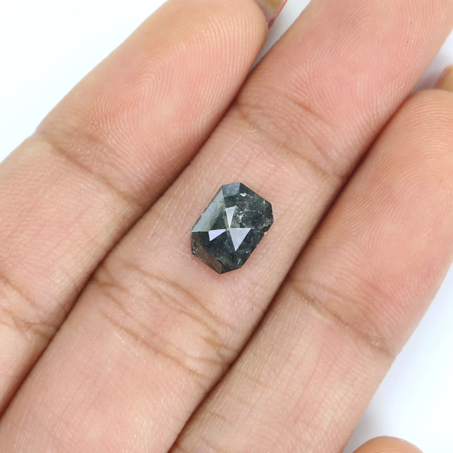 Natural Loose Emerald Shape Black Grey Color Diamond 1.40 CT 8.00 MM Emerald Shape Rose Cut Diamond L7127