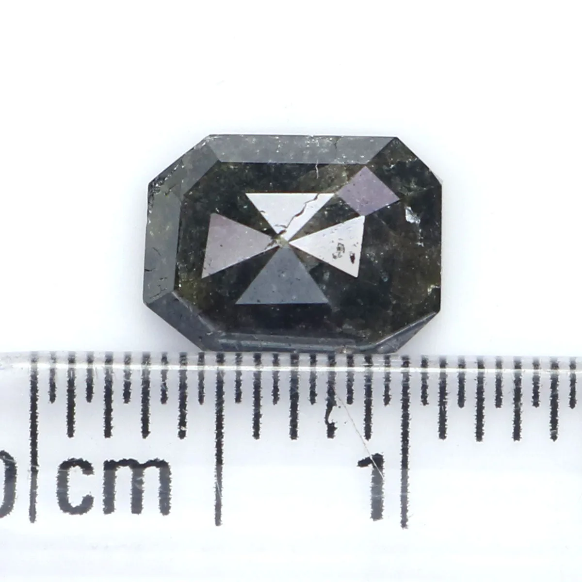 Natural Loose Emerald Shape Black Grey Color Diamond 1.40 CT 8.00 MM Emerald Shape Rose Cut Diamond L7127