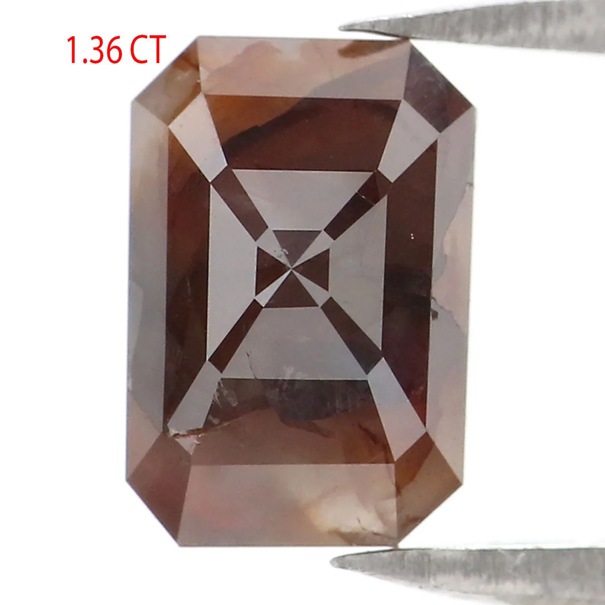 Natural Loose Emerald Shape Grey Brown Color Diamond 1.36 CT 7.80 MM Emerald Shape Rose Cut Diamond L7129