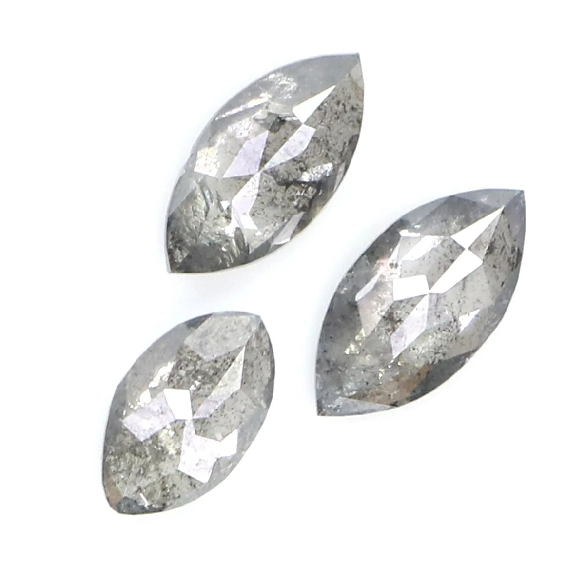 Natural Loose Marquise Salt And Pepper Diamond Black Grey Color 0.55 CT 4.81 MM Marquise Shape Rose Cut Diamond KDL2458