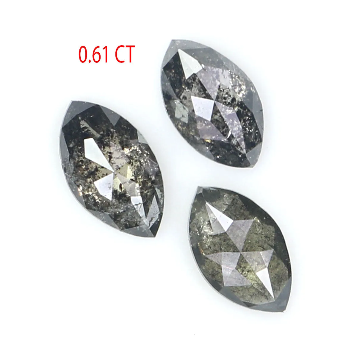 Natural Loose Marquise Salt And Pepper Diamond Black Grey Color 0.61 CT 5.10 MM Marquise Shape Rose Cut Diamond KDL2459