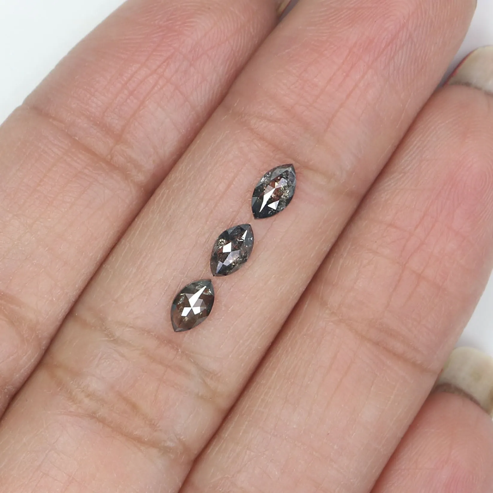 Natural Loose Marquise Salt And Pepper Diamond Black Grey Color 0.61 CT 5.10 MM Marquise Shape Rose Cut Diamond KDL2459