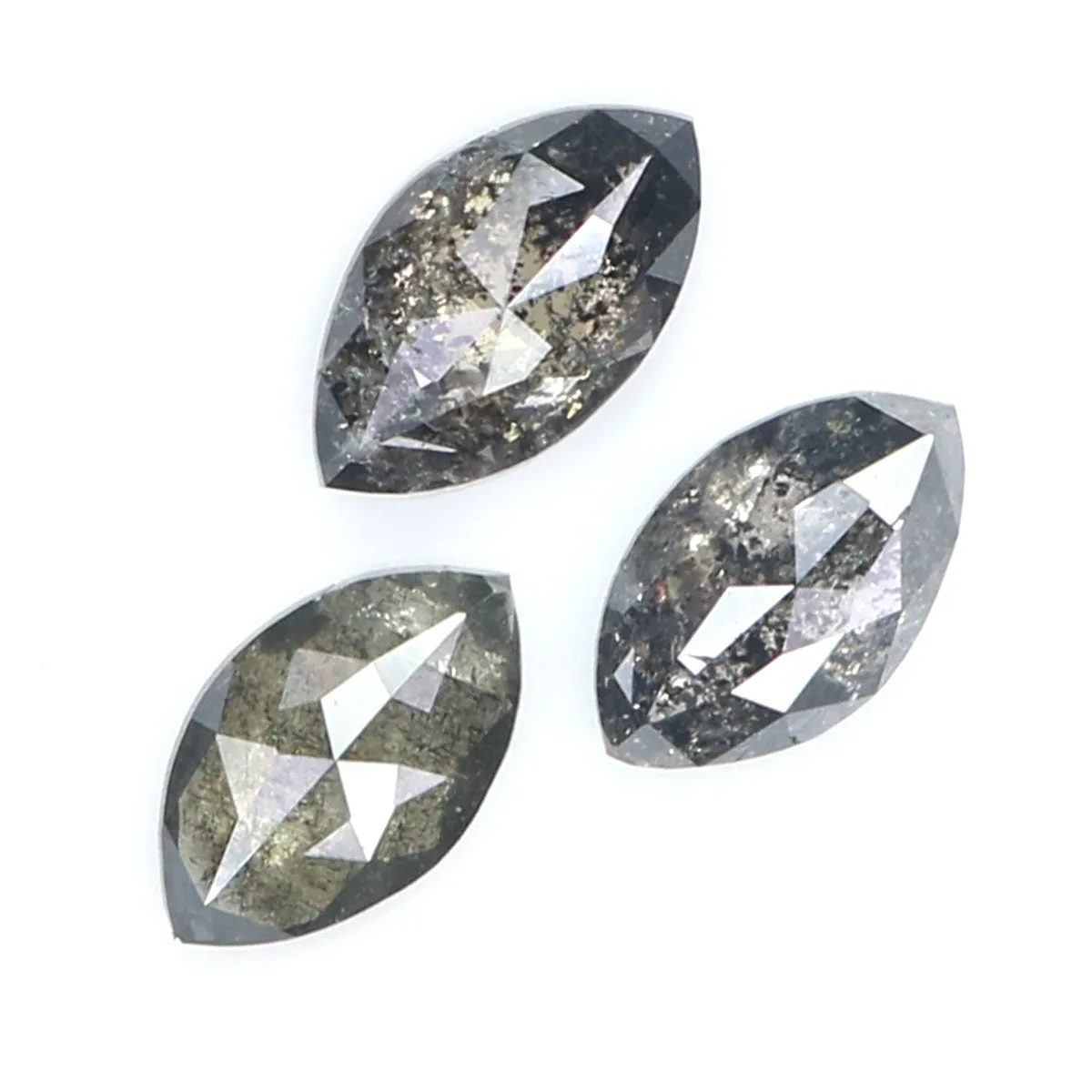 Natural Loose Marquise Salt And Pepper Diamond Black Grey Color 0.61 CT 5.10 MM Marquise Shape Rose Cut Diamond KDL2459