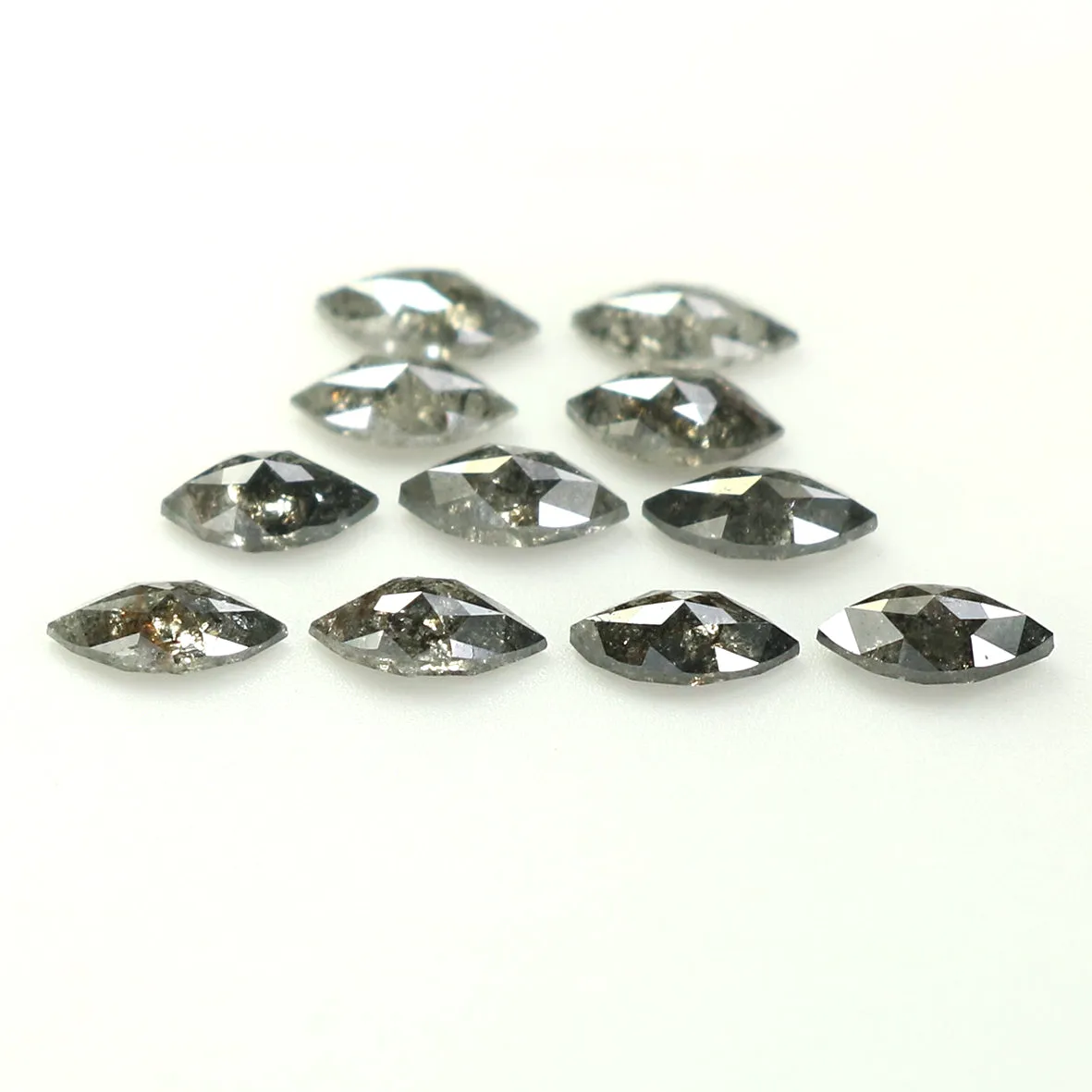 Natural Loose Marquise Salt And Pepper Diamond Black Grey Color 0.99 CT 3.90 MM Marquise Shape Rose Cut Diamond KDL1348