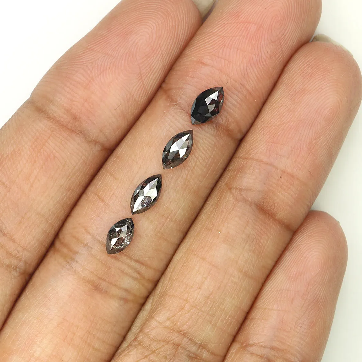 Natural Loose Marquise Salt And Pepper Diamond Black Grey Color 1.06 CT 5.75 MM Marquise Shape Rose Cut Diamond KDL1316