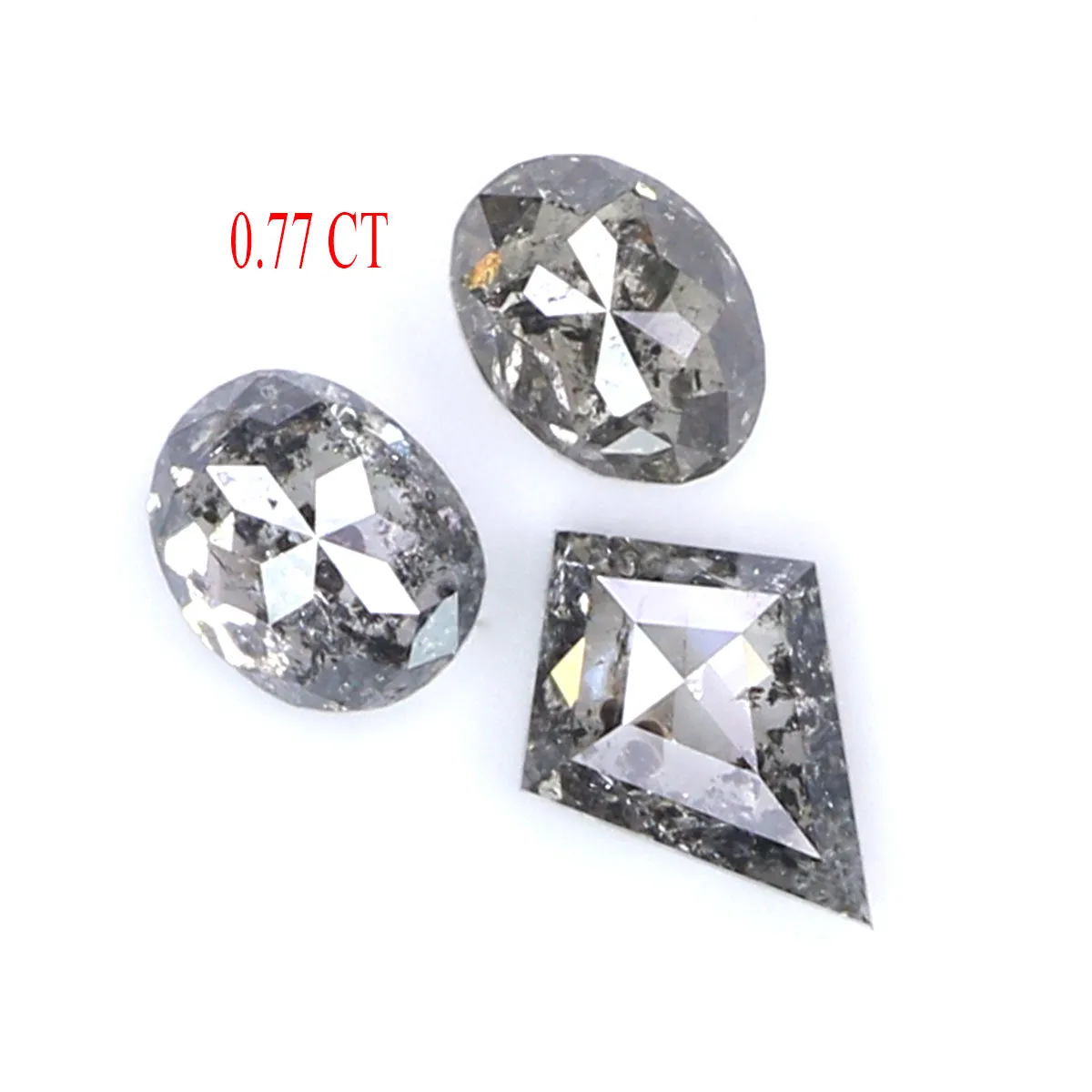 Natural Loose Mix Shape Salt And Pepper Diamond Black Grey Color 0.77 CT 4.25 MM Mix Shape Shape Rose Cut Diamond L559