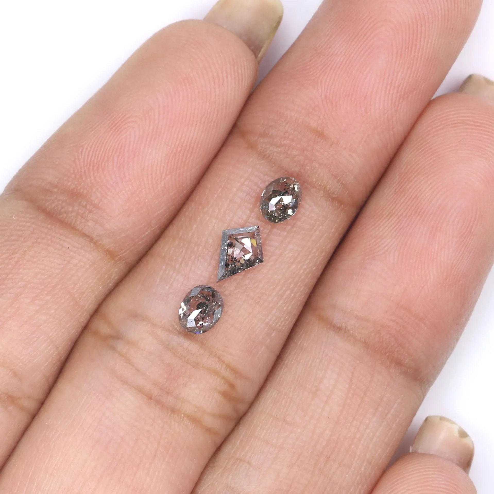 Natural Loose Mix Shape Salt And Pepper Diamond Black Grey Color 0.77 CT 4.25 MM Mix Shape Shape Rose Cut Diamond L559