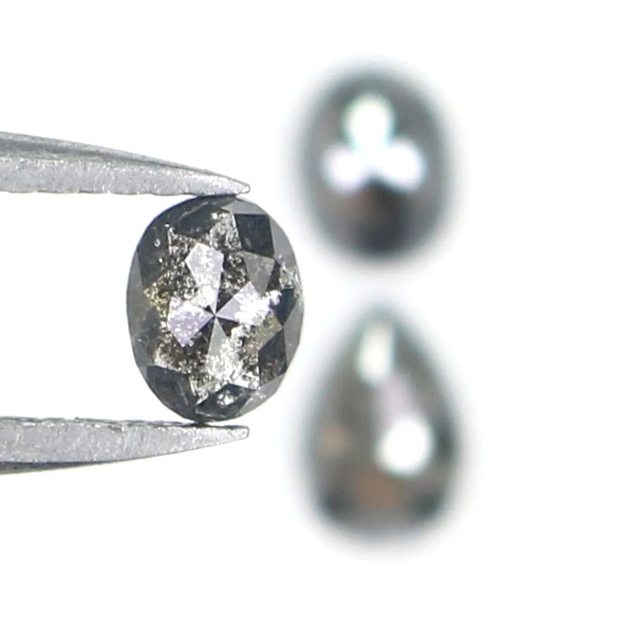 Natural Loose Mix Shape Salt And Pepper Diamond Black Grey Color 0.81 CT 4.46 MM Mix Shape Rose Cut Diamond KDL2446