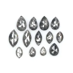 Natural Loose Mix Shape Salt And Pepper Diamond Black Grey Color 1.08 CT 2.55 MM Mix Shape Rose Cut Diamond L1845