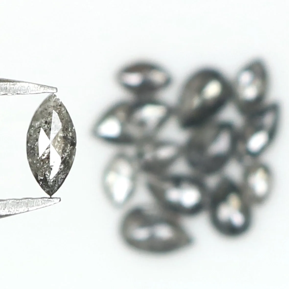 Natural Loose Mix Shape Salt And Pepper Diamond Black Grey Color 1.08 CT 2.55 MM Mix Shape Rose Cut Diamond L1845