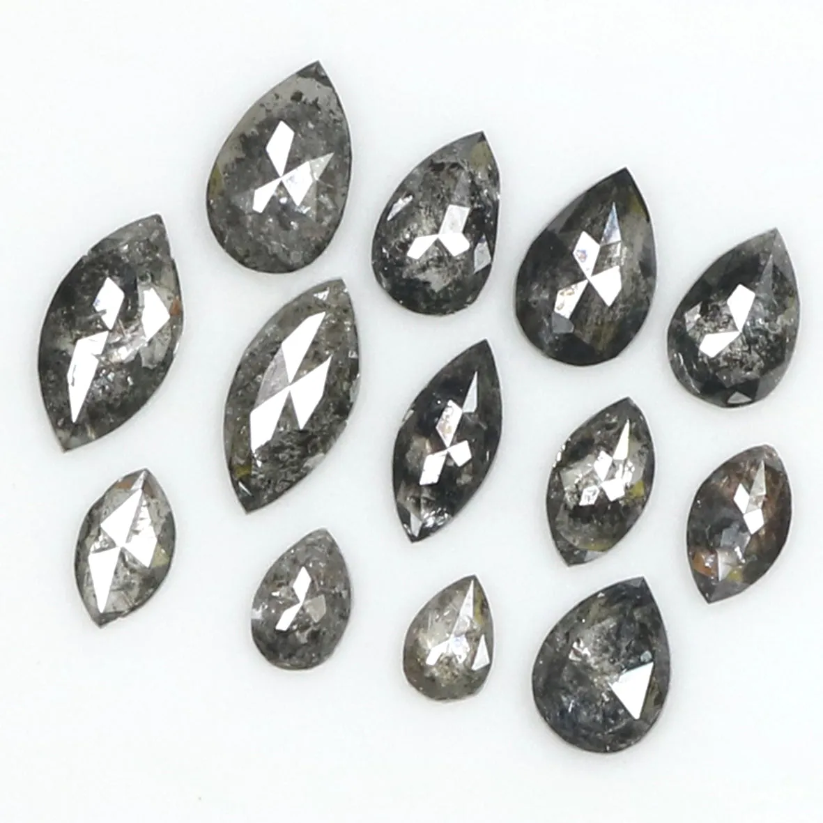 Natural Loose Mix Shape Salt And Pepper Diamond Black Grey Color 1.08 CT 2.55 MM Mix Shape Rose Cut Diamond L1845