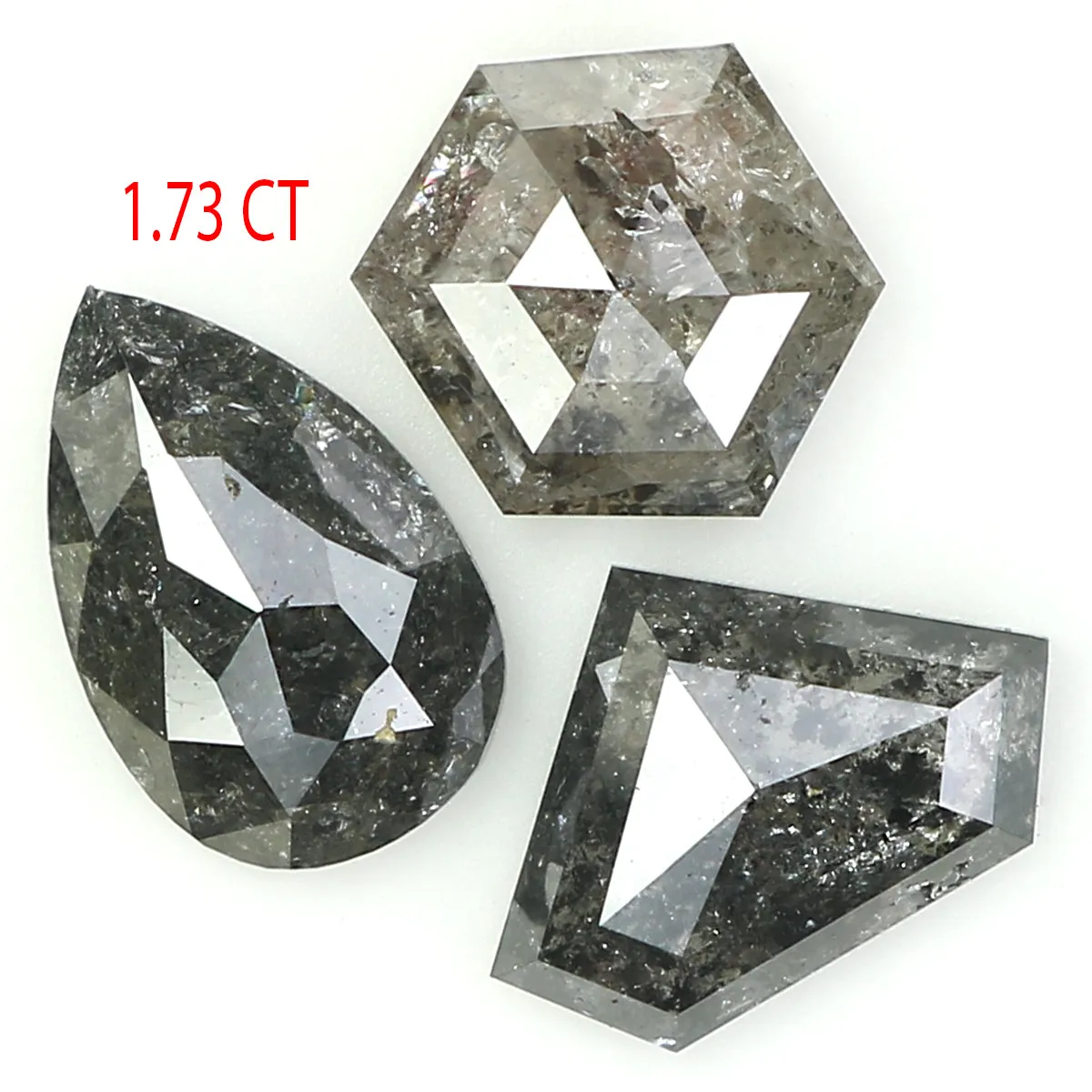 Natural Loose Mix Shape Salt And Pepper Diamond Black Grey Color 1.73 CT 5.15 MM Mix Shape Shape Rose Cut Diamond KDL1063