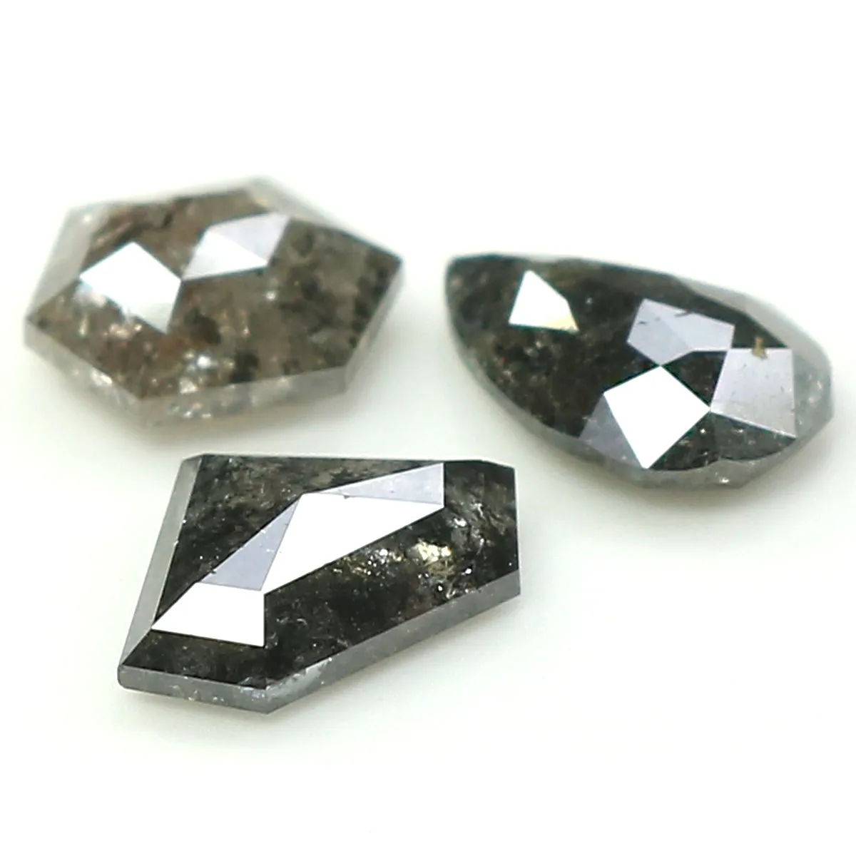 Natural Loose Mix Shape Salt And Pepper Diamond Black Grey Color 1.73 CT 5.15 MM Mix Shape Shape Rose Cut Diamond KDL1063